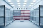 Cold room with US flag